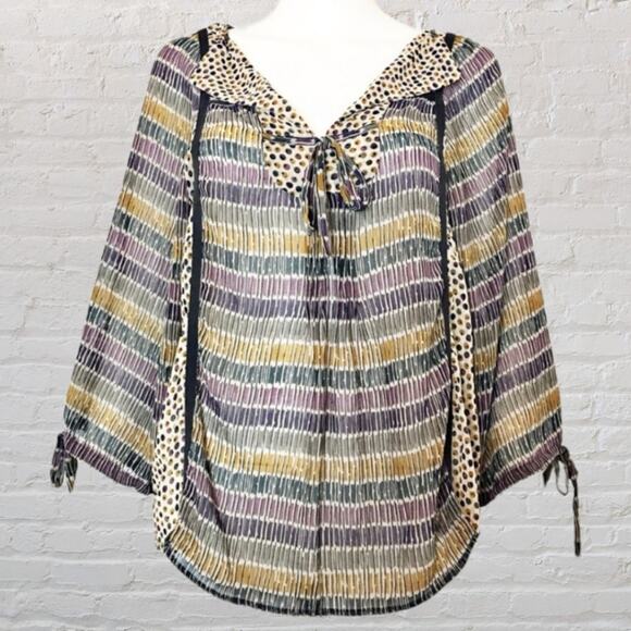 Zara Basic Boho Sheer Peasant Blouse Medium - Picture 1 of 8